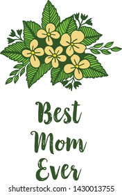 Vector illustration template best mom with various texture yellow flower frame