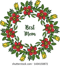 Vector illustration template best mom with various bright colorful flower frame