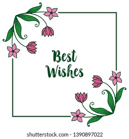 Vector illustration template best wishes with ornate of purple floral frame