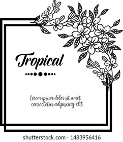 Vector illustration template bridal shower with crowd of leaf flower frame