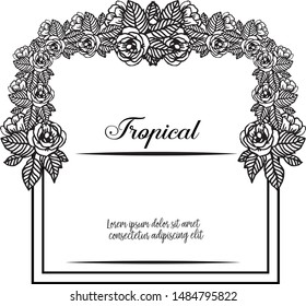 Vector illustration template bridal shower with beautiful leafy flower frame