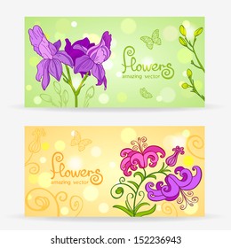 Vector illustration of template business card with beautiful flowers
