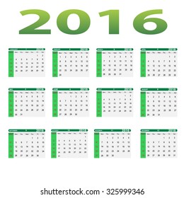 Vector illustration; Template Calendar, 2016. Can be used in print advertising and public relations.