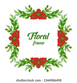 Vector illustration template card with beauty of crowd red floral frames hand drawn