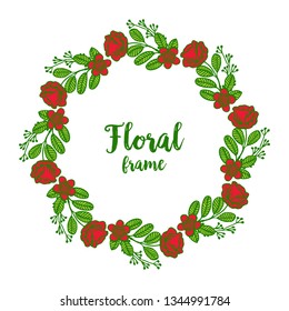 Vector illustration template card with beauty of crowd red floral frames hand drawn