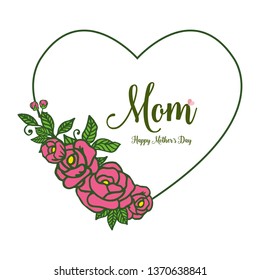 Vector illustration template card mom for shape love frame flower rose hand drawn