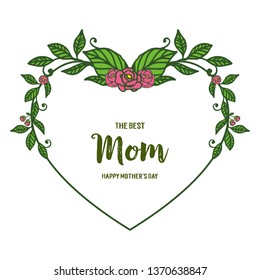 Vector illustration template card mom for shape love frame flower rose hand drawn