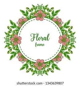 Vector illustration template card with ornate frame floral foliage green hand drawn