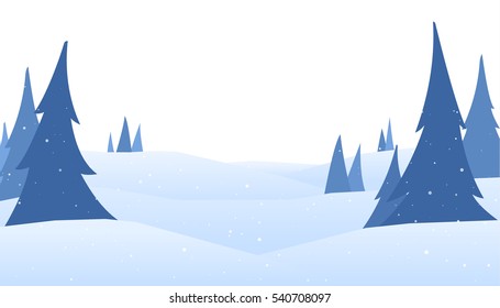 Vector illustration: Template of Christmas greeting card with winter snowy landscape and white space for text