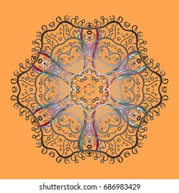 Vector illustration. Template for cover, poster, t-shirt or tattoo. Hand drawn antistress snowflake. Winter coloring pages for adult art therapy.