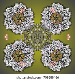 Vector illustration. Template for cover, poster, t-shirt or tattoo. Hand drawn antistress snowflake. Winter coloring pages for adult art therapy.