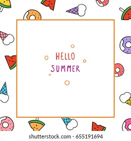 Vector illustration template design for summer season Draw doodle style.