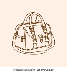 Vector illustration template design of women's sling bag. Line art. Suitable for women's bag logo.