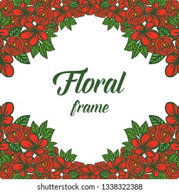 Vector illustration template for elegan red floral frame hand drawn