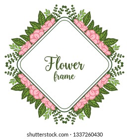 Vector illustration template flower frame with white background hand drawn