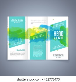 vector illustration template of flyer booklet flag covering layout or deal cardboard with watercolour scene useful for any project where a platter of color makes the difference star texture abstract s