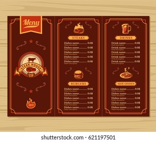 Vector illustration template flyer for the restaurant, cafe menu