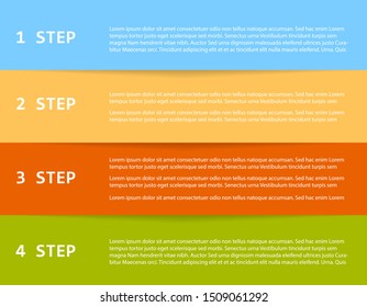 Vector illustration. Template of four color steps with paper shadow style. With place for your text