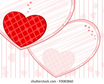 Vector illustration of template frame with heart shape in red color and copy space on seamless background for Valentines Day and other occasions.