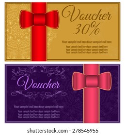 Vector illustration. Template gift card. Background design usable for gift voucher, coupon, invitation, certificate, diploma, ticket etc.