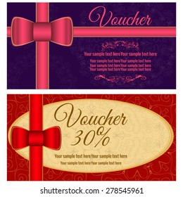 Vector illustration. Template gift card. Background design usable for gift voucher, coupon, invitation, certificate, diploma, ticket etc.