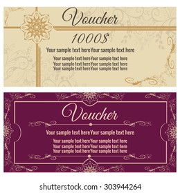 Vector illustration. Template gift card. Background design usable for gift voucher, coupon, invitation, certificate, diploma, ticket etc.