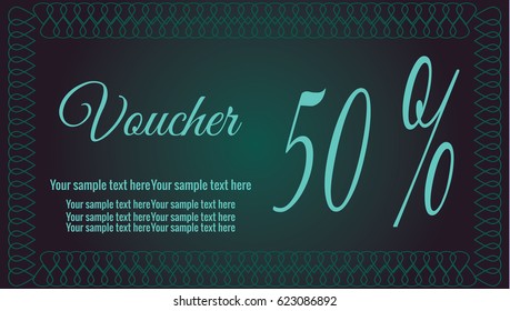 Vector illustration. Template gift card. Background design usable for gift voucher, coupon, invitation, certificate, diploma, ticket etc.