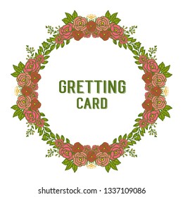 Vector illustration template of greeting card with crowd rose flower frames blooms hand drawn