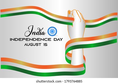 Vector illustration: Template of greeting card banner with  lettering of india Independence Day. 15 th August. Salute India