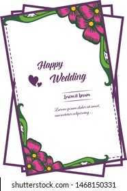 Vector illustration template happy day for style red flower frame