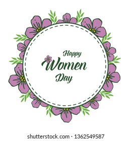 Vector illustration template happy women day with style purple flower frame
