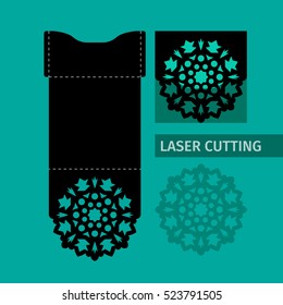 Vector illustration. Template for laser cutting. Envelope for wedding and other invitations.Snowflake pattern for use in the graphic design.
