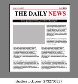 Plantilla de Ilustración vectorial para la maquetación de un tabloide diario de negocios o revista con texto y Imágenes.