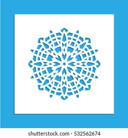 Vector illustration. Template for lazornoy cutting. Christmas snowflake. Template for design, postcards jewelery boxes, interior decoration.