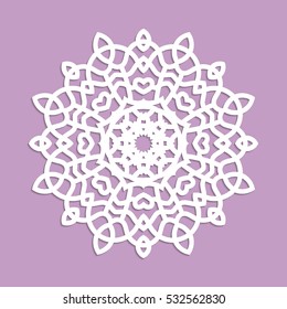 Vector illustration. Template for lazornoy cutting. Christmas snowflake. Template for design, postcards jewelery boxes, interior decoration.