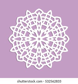 Vector illustration. Template for lazornoy cutting. Christmas snowflake. Template for design, postcards jewelery boxes, interior decoration.