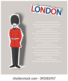 Vector illustration of a template of leaflet, book page, calendar page, invitation - London theme