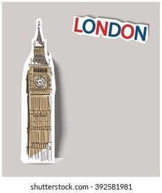 Vector illustration of a template of leaflet, book page, calendar page, invitation - London theme