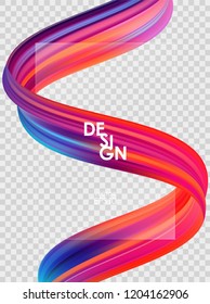 Vector illustration: Template for Modern abstract poster with 3d twisted colorful flow liquid shape. Acrylic paint design