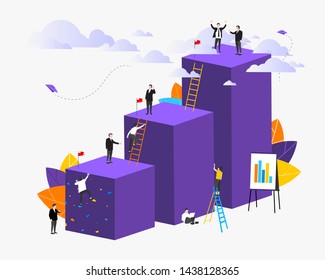 Vector illustration template. Motivation.Graph and coins. Moving up to the goal. Way to success. Fast career growth. Work on increasing profits.EPS 10.