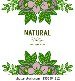 Vector illustration template natural vintage with beauty green leafy flower frame hand drawn