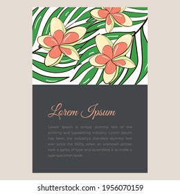 Vector illustration template for a postcard, business card, or advertising banner. Space for the text. Stock illustration. Banners with tropical plants for a wedding or event. Tropical flowers.