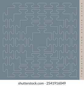 Ilustração vetorial do conjunto de modelos de cinco tamanhos de peças de quebra-cabeça de espuma quadrada no fundo azul.