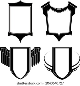 Vector illustration template shield badge monogram set isolated on white background