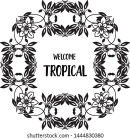 Vector illustration template spring design flower frame with lettering wellcome tropical