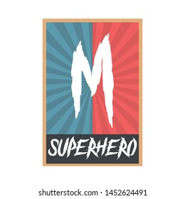 Vector illustration of a template for a superhero poster in retro style
