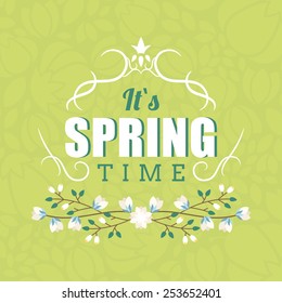 Vector illustration with template text hello spring. Creative design for wedding invitations, greeting cards, spring sales advertisement