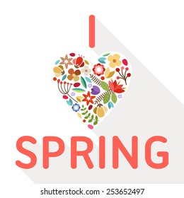 Vector illustration with template text hello spring. Creative design for wedding invitations, greeting cards, spring sales advertisement