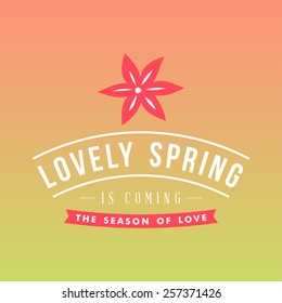 Vector illustration with template text lovely spring. Creative design for wedding invitations, greeting cards, spring sales advertisement
