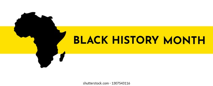 Vector illustration template for title with yellow stripe. Black history month. African continent silhouette